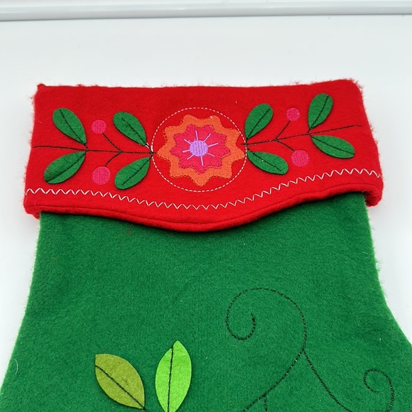 Felt Applicate Floral Design Christmas Stockings set of two